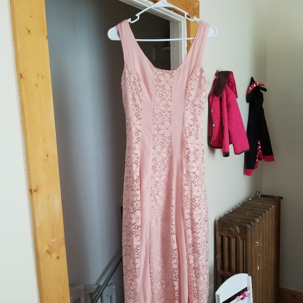 Pink floral lace maxi dress